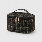 Bolsa Necessaire Feminina de Tweed para Maquiagem, Cosméticos e Viagem