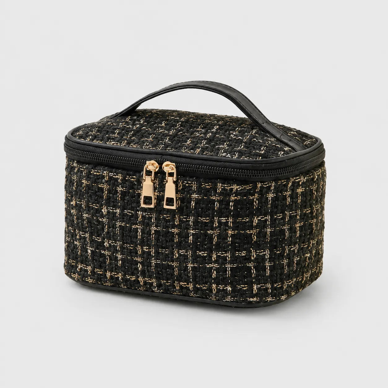 Bolsa Necessaire Feminina de Tweed para Maquiagem, Cosméticos e Viagem
