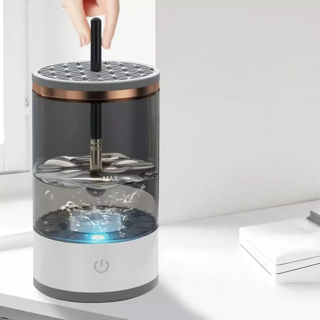 Limpador de Pincéis de Maquiagem Automático com Esterilização UV 3 em 1